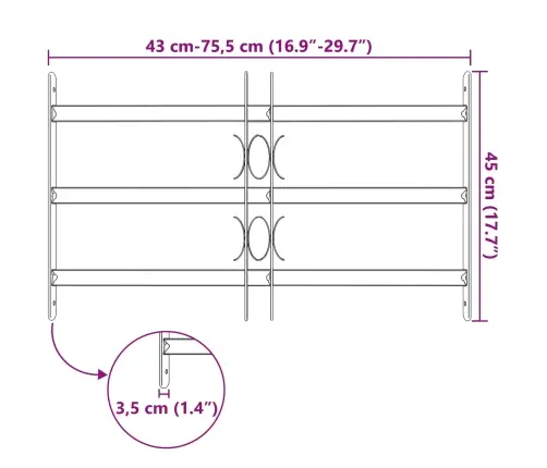 Langų Grotelės Juoda 75.5 X 45 Cm