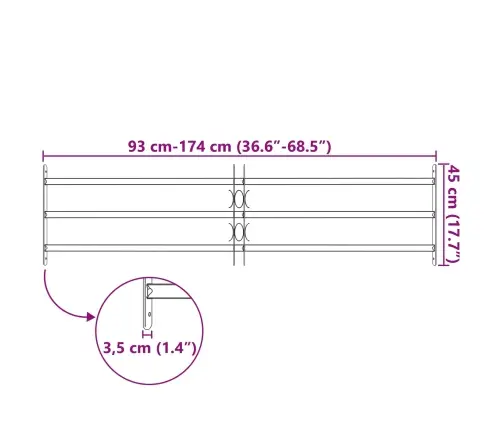 Loga Restes Melna 174 X 45 Cm Vidaxl