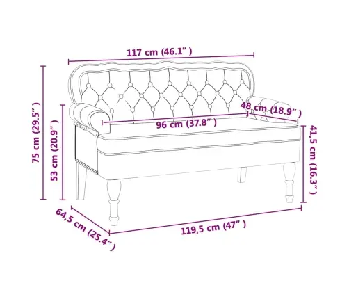 Čestafīlda Sola Balts 119.5 X 64.5 X 75 Cm Mākslīgā Āda Vidaxl