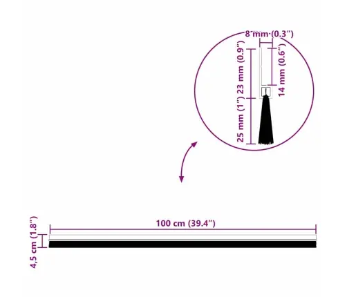 Pašlīpojošas Durvju Birstes 2 Pcs Sudraba 100 Cm Vidaxl