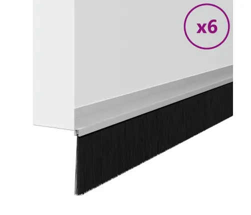 Pašlīpojošas Durvju Birstes 6 Pcs Sudraba 100 Cm Vidaxl