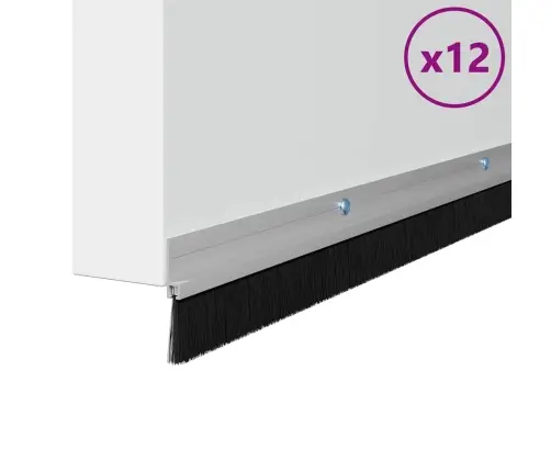 Sukabinamų Durų Šepetėlių Sandarikliai 12 Pcs Sidabro 100 Cm