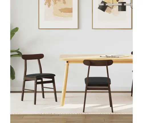 Söögitool 2 Pcs Tumepruun Ja Must Paks Kautsukipuit