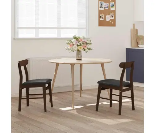 Söögitool 2 Pcs Tumepruun Ja Must Paks Kautsukipuit