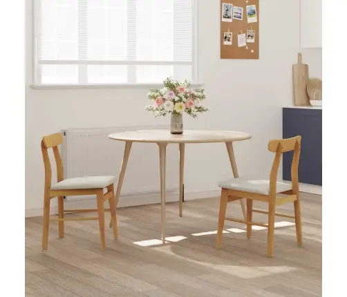 Ēdamistabas Krēsls 2 Pcs Dabisks Un Gaišs Ciets Gumijas Koks Vidaxl