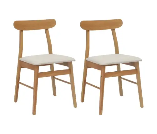 Ēdamistabas Krēsls 2 Pcs Dabisks Un Gaišs Ciets Gumijas Koks Vidaxl