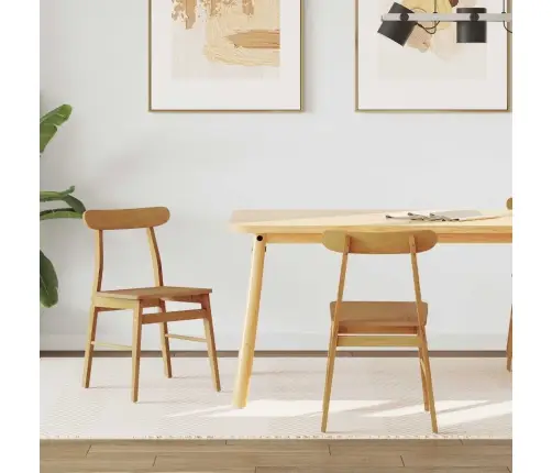 Ēdamistabas Krēsls 2 Pcs Dabiska Cietais Koks Vidaxl