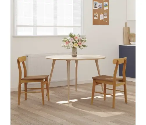 Ēdamistabas Krēsls 2 Pcs Dabiska Cietais Koks Vidaxl