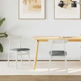 Valgomasis Krėslas 2 Pcs Balta Ir Pilka Kietas Medis Valgomasis Krėslas 2 Pcs Balta Ir Pilka Kietas Medis