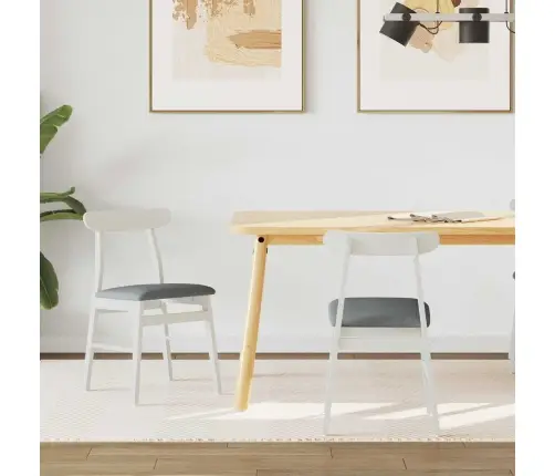 Ēdamistabas Krēsls 2 Pcs Balts Un Pelēks Cietais Koks Vidaxl