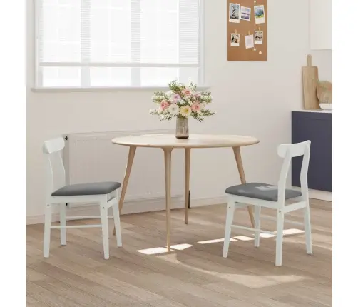 Ēdamistabas Krēsls 2 Pcs Balts Un Pelēks Cietais Koks Vidaxl