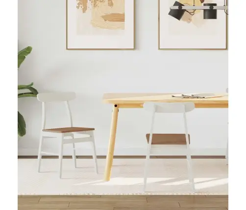 Ēdamistabas Krēsls 2 Pcs Balts Un Dabisks Cietais Koks Vidaxl