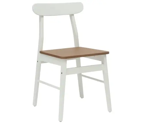 Ēdamistabas Krēsls 2 Pcs Balts Un Dabisks Cietais Koks Vidaxl