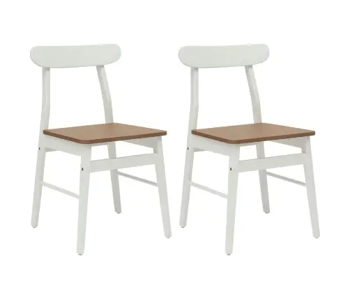 Ēdamistabas Krēsls 2 Pcs Balts Un Dabisks Cietais Koks Vidaxl