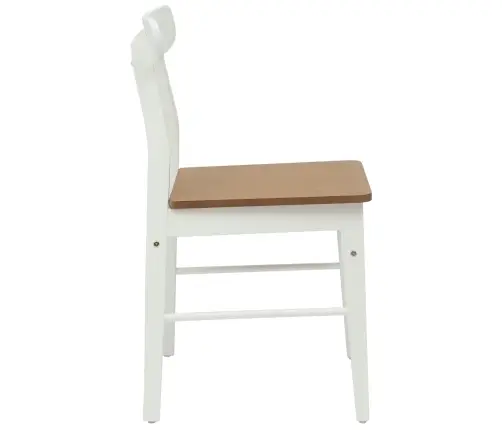 Ēdamistabas Krēsls 2 Pcs Balts Un Dabisks Cietais Koks Vidaxl