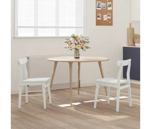 Söögitool 2 Pcs Valge Paks Kautsukipuit