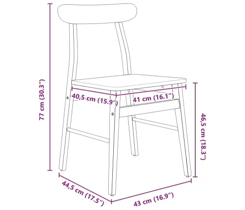Söögitool 2 Pcs Valge Paks Kautsukipuit