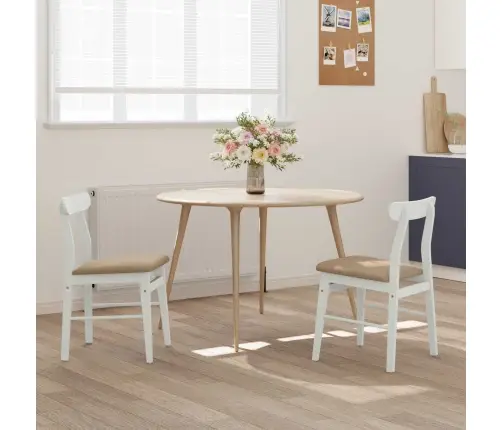 Söögitool 2 Pcs Valge Ja Pruun Paks Kautsukipuit