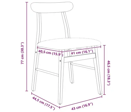 Söögitool 2 Pcs Looduslik Ja Hele Paks Kautsukipuit