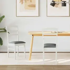 Valgomasis Krėslas 2 Pcs Balta Ir Pilka Kietas Medis