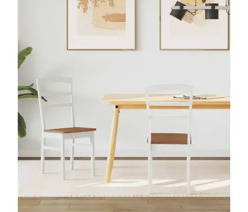 Ēdamistabas Krēsls 2 Pcs Balts Un Dabisks Cietais Koks Vidaxl