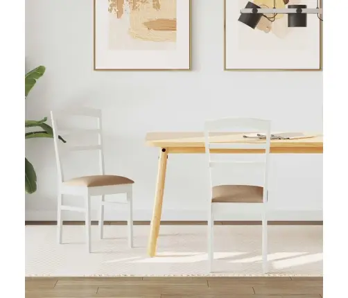 Söögitool 2 Pcs Valge Ja Pruun Paks Kautsukipuit