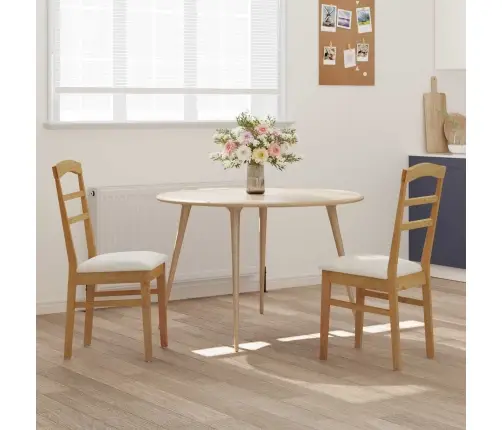 Söögitool 2 Pcs Looduslik Ja Hele Paks Kautsukipuit