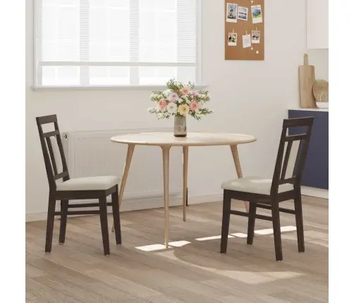 Söögitool 2 Pcs Helepruun Ja Hele Paks Kautsukipuit