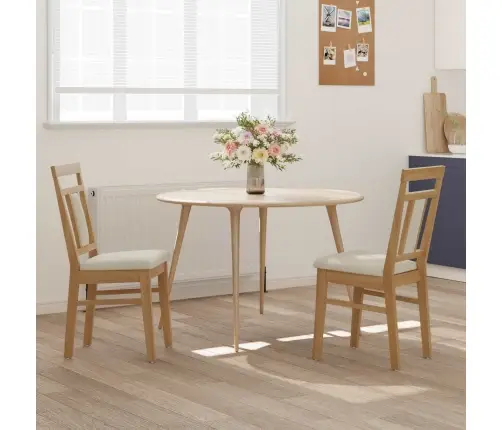 Söögitool 2 Pcs Looduslik Ja Hele Paks Kautsukipuit