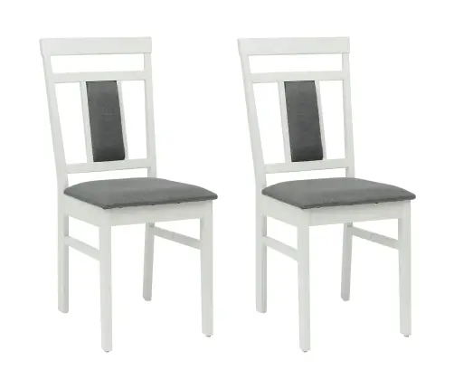 Ēdamistabas Krēsls 2 Pcs Balts Un Pelēks Ciets Gumijas Koks Vidaxl