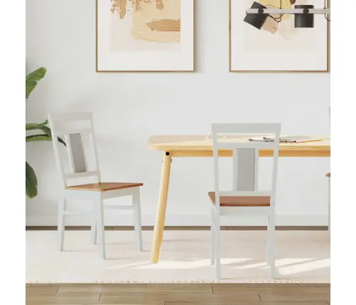 Söögitool 2 Pcs Valge Ja Looduslik Paks Kautsukipuit