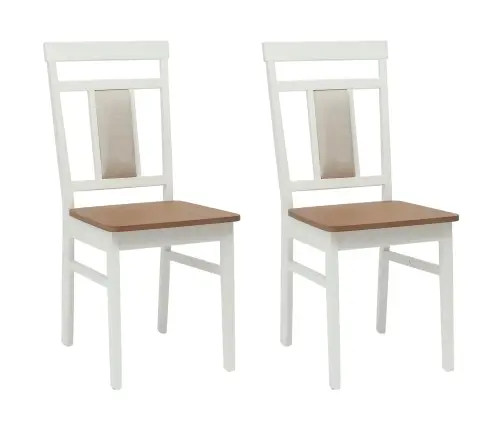 Söögitool 2 Pcs Valge Ja Looduslik Paks Kautsukipuit