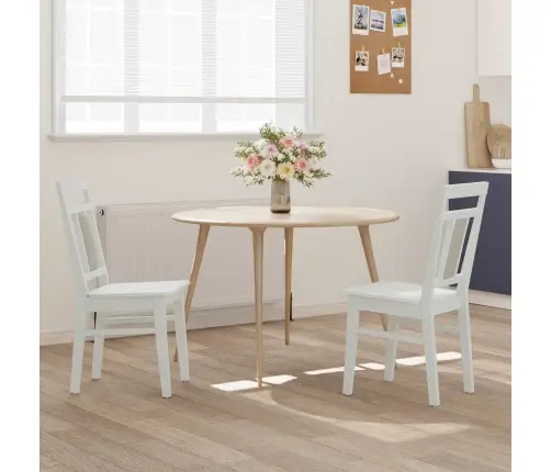 Ēdamistabas Krēsls 2 Pcs Balts Cietais Koks Vidaxl