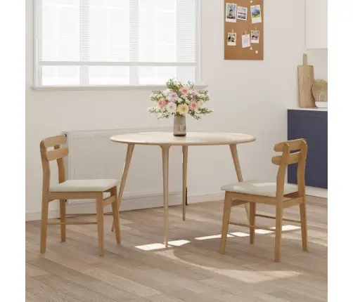 Valgomasis Krėslas 2 Pcs Natūralus Ir Šviesus Kietas Medis