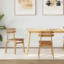 Valgomasis Krėslas 2 Pcs Natūrali Kietas Medis