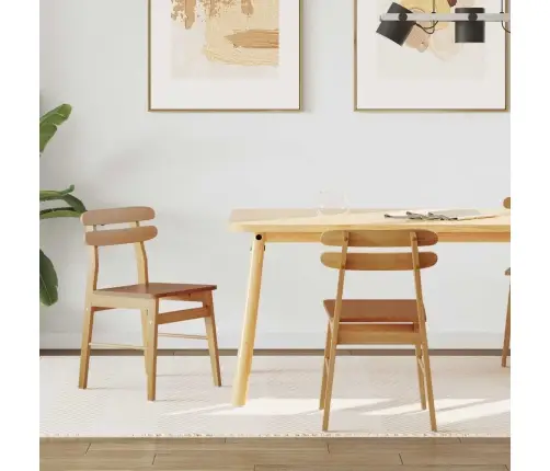 Valgomasis Krėslas 2 Pcs Natūrali Kietas Medis