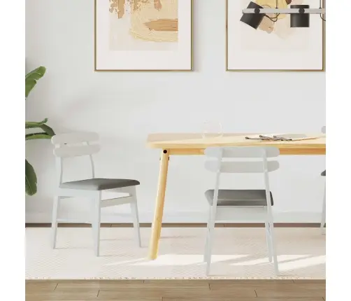 Söögitool 2 Pcs Valge Ja Hall Paks Kautsukipuit