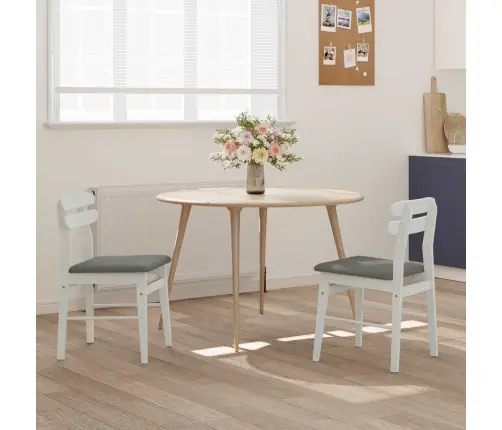 Söögitool 2 Pcs Valge Ja Hall Paks Kautsukipuit