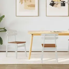 Söögitool 2 Pcs Valge Ja Looduslik Paks Kautsukipuit Söögitool 2 Pcs Valge Ja Looduslik Paks Kautsukipuit