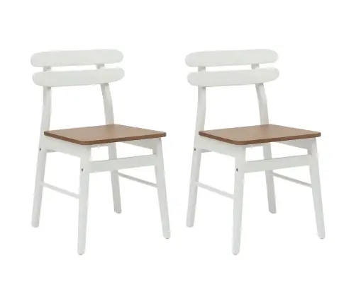 Söögitool 2 Pcs Valge Ja Looduslik Paks Kautsukipuit