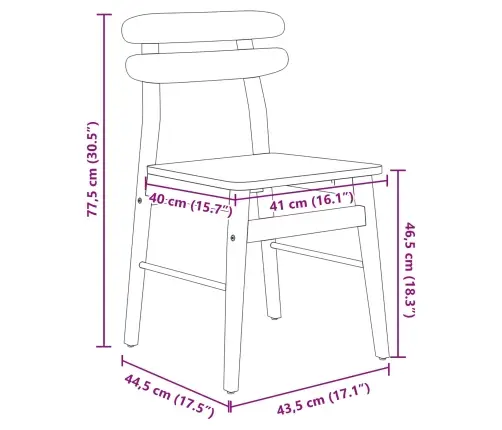 Söögitool 2 Pcs Valge Paks Kautsukipuit