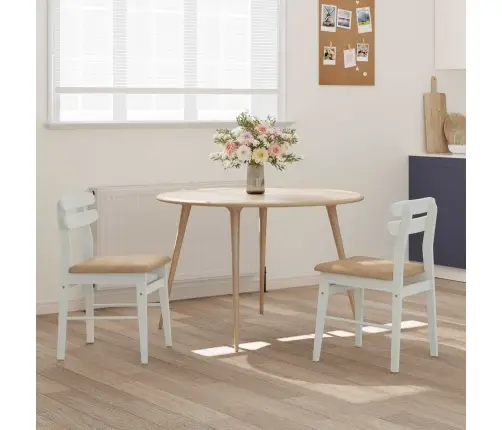 Söögitool 2 Pcs Valge Ja Pruun Paks Kautsukipuit