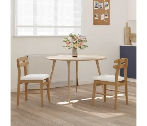 Söögitool 2 Pcs Looduslik Ja Hele Paks Kautsukipuit