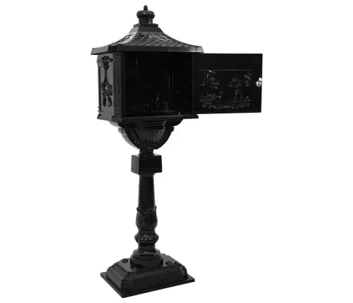 Stāvoša Pastkastīte Melna 42,5 X 29,5 X 117 Cm Kalts Alumīnijs Vidaxl