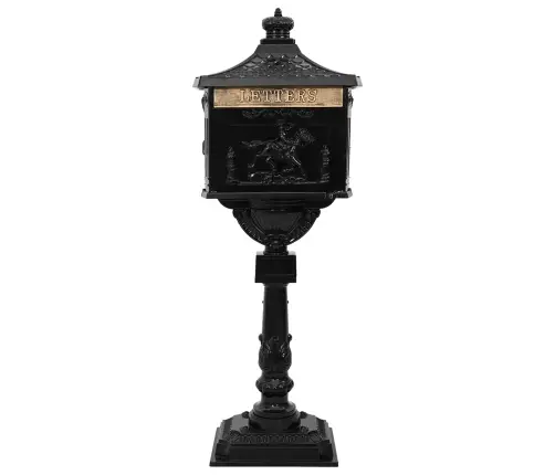 Stāvoša Pastkastīte Melna 42,5 X 29,5 X 117 Cm Kalts Alumīnijs Vidaxl