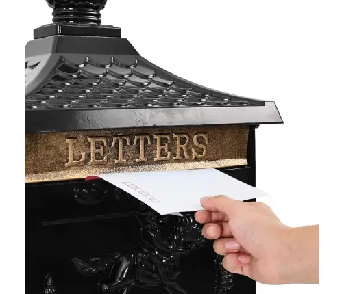 Stāvoša Pastkastīte Melna 42,5 X 29,5 X 117 Cm Kalts Alumīnijs Vidaxl