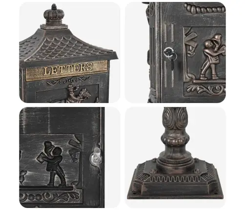 Stovinti Pašto Dėžutė Su Saugykla Bronzinė 42,5 X 29,5 X 117 Cm