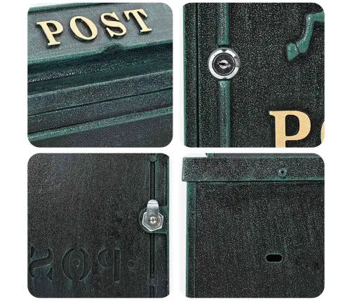 Sienas Pastkastīte Zaļa 29 X 13 X 41 Cm Kalts Alumīnijs Vidaxl