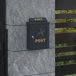 Sienas Pastkastīte Zaļa 29 X 13 X 41 Cm Kalts Alumīnijs Vidaxl