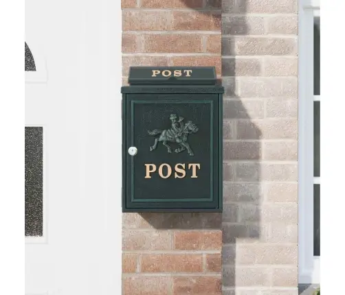 Sienas Pastkastīte Zaļa 29 X 13 X 41 Cm Kalts Alumīnijs Vidaxl